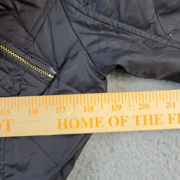 Express Coat Women's Size Medium Black Faux Fur Hood Down Filled Quilted - Picture 10 of 10